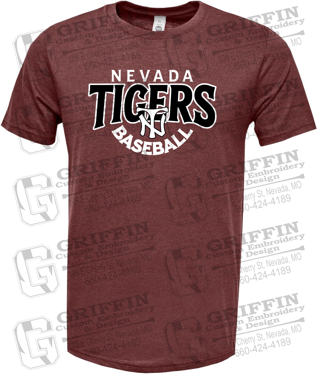 Soft-Tek Short Sleeve T-Shirt - Baseball - Nevada Tigers 26-T