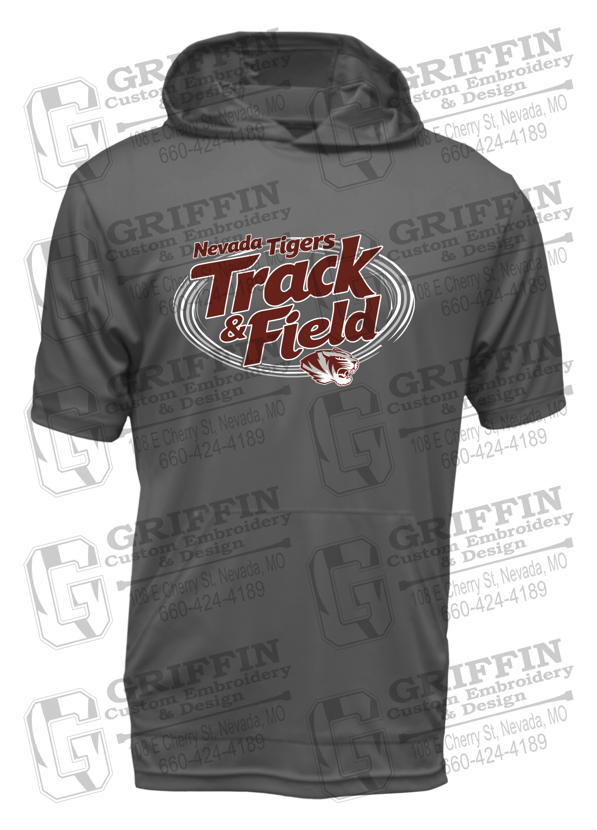 Dry-Fit Short Sleeve T-Shirt Hoodie - Track & Field - Nevada Tigers 26-U
