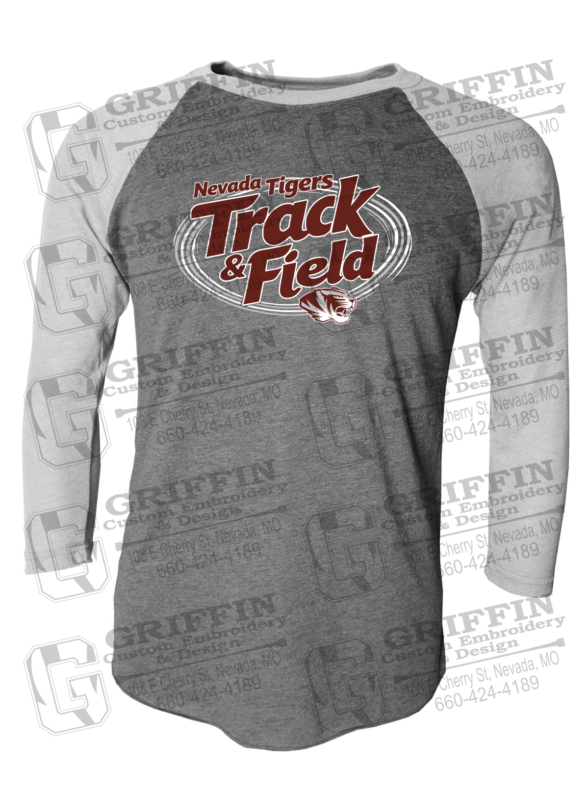 Tri-Blend Raglan Sleeve T-Shirt - Track & Field - Nevada Tigers 26-U