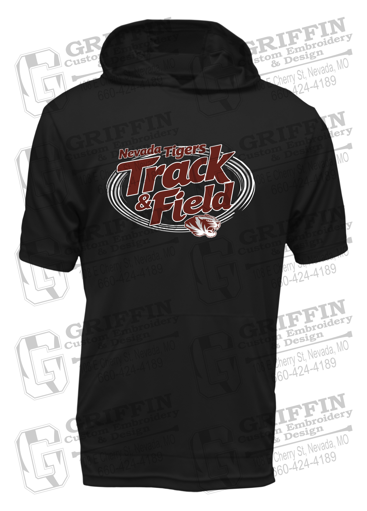 Dry-Fit Short Sleeve T-Shirt Hoodie - Track & Field - Nevada Tigers 26-U