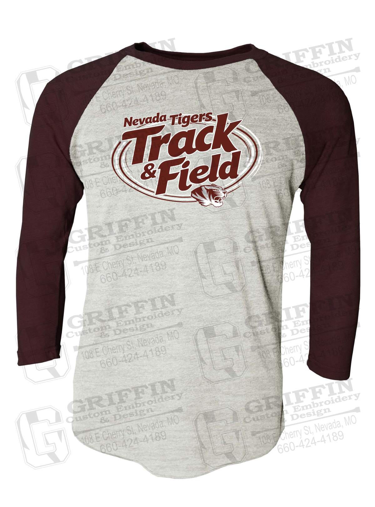Tri-Blend Raglan Sleeve T-Shirt - Track & Field - Nevada Tigers 26-U