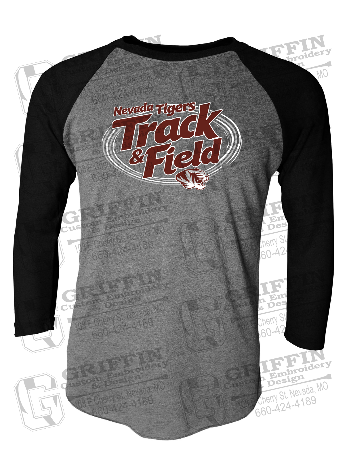Tri-Blend Raglan Sleeve T-Shirt - Track & Field - Nevada Tigers 26-U