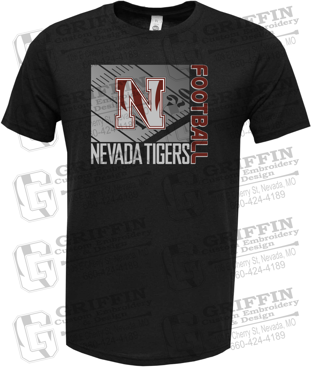 Soft-Tek Short Sleeve T-Shirt - Football - Nevada Tigers 26-Y