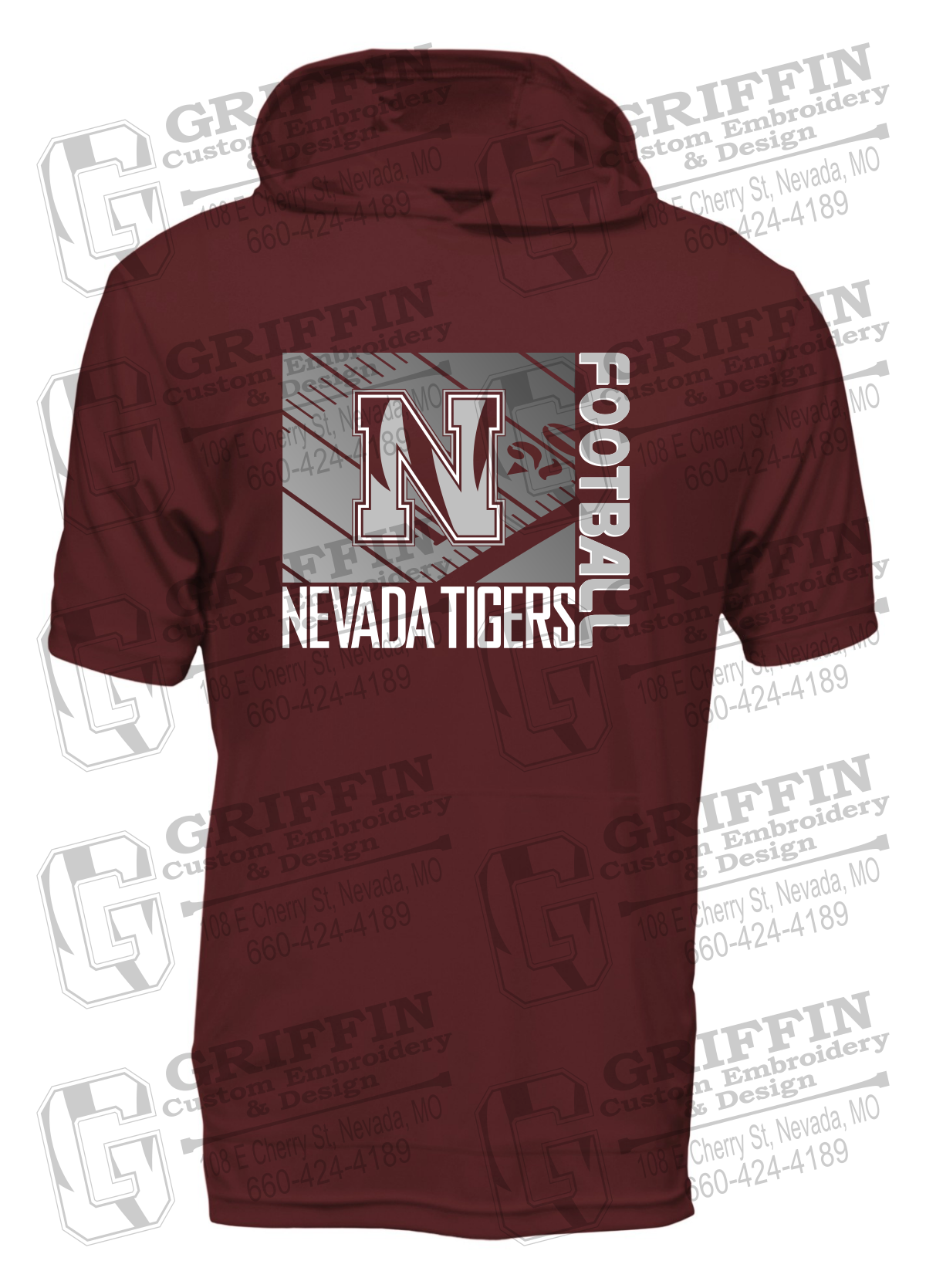 Dry-Fit Short Sleeve T-Shirt Hoodie - Football - Nevada Tigers 26-Y