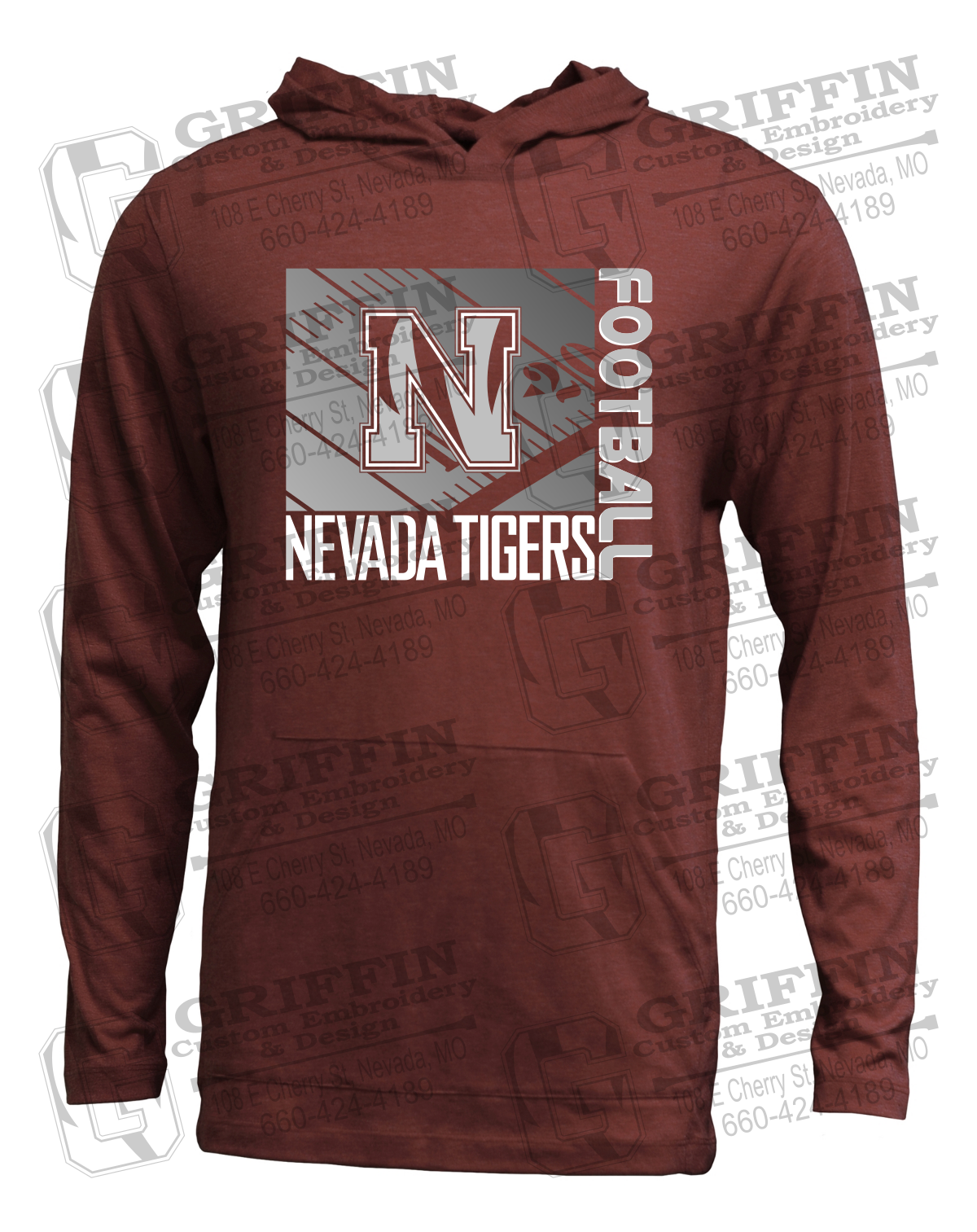 Soft-Tek T-Shirt Hoodie - Football - Nevada Tigers 26-Y