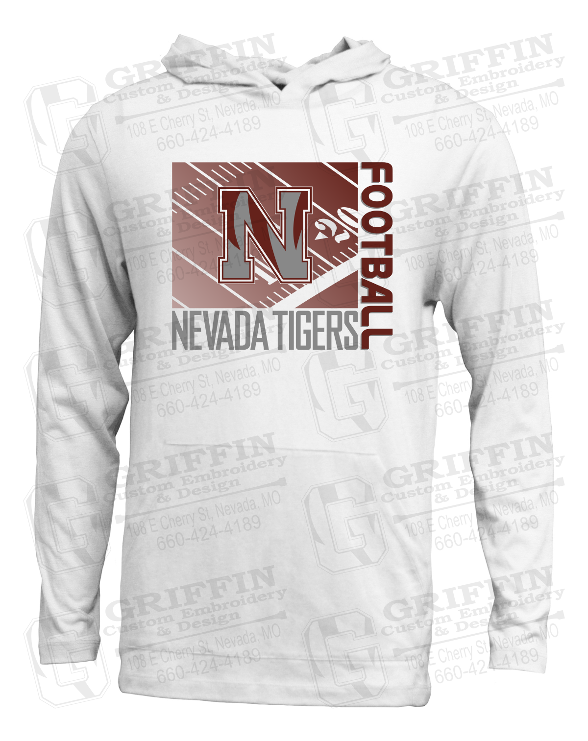 Soft-Tek T-Shirt Hoodie - Football - Nevada Tigers 26-Y