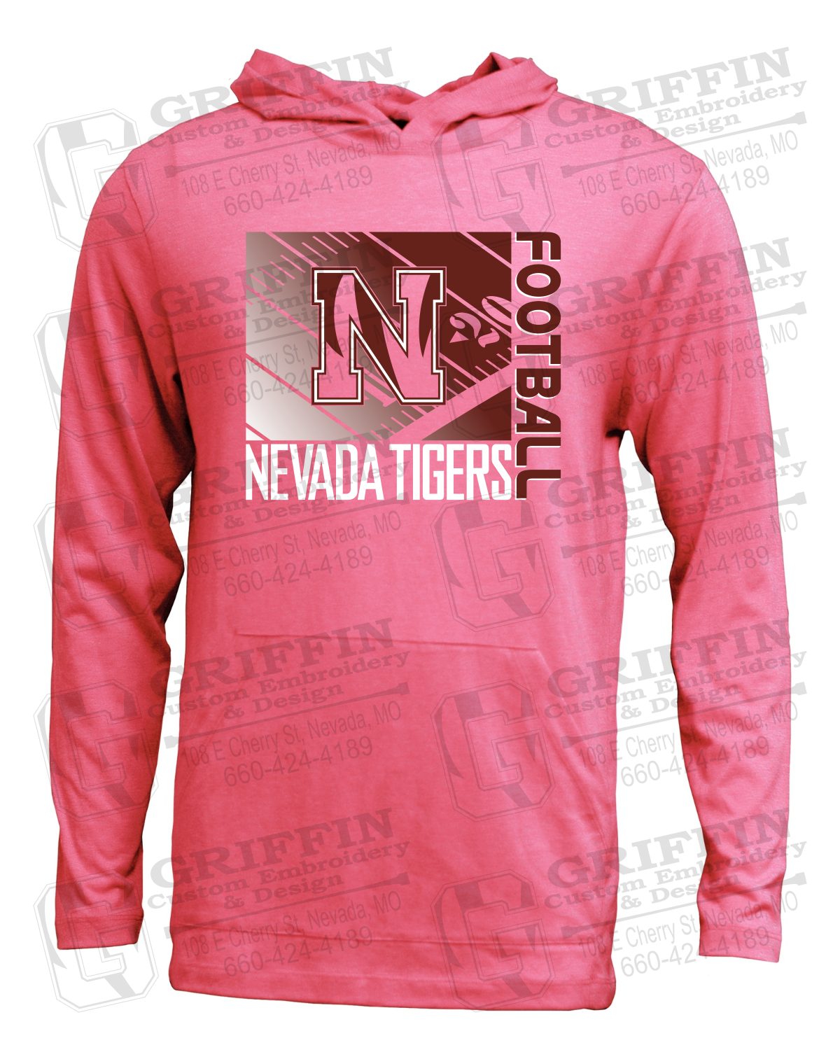 Soft-Tek T-Shirt Hoodie - Football - Nevada Tigers 26-Y