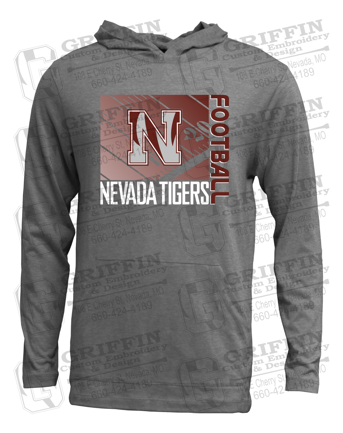 Soft-Tek T-Shirt Hoodie - Football - Nevada Tigers 26-Y