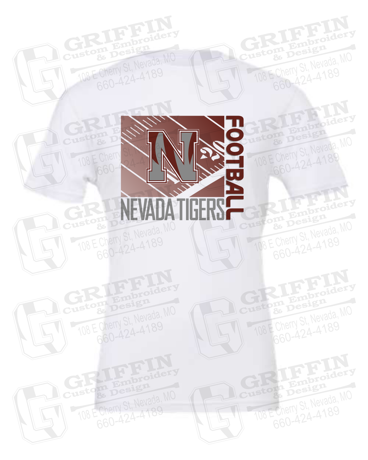 Cotton Short Sleeve T-Shirt - Football - Nevada Tigers 26-Y