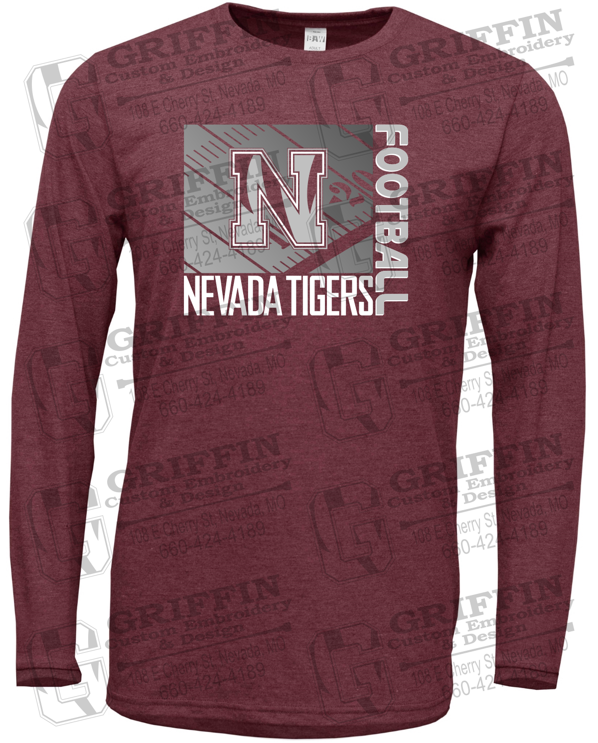 Soft-Tek Long Sleeve T-Shirt - Football - Nevada Tigers 26-Y