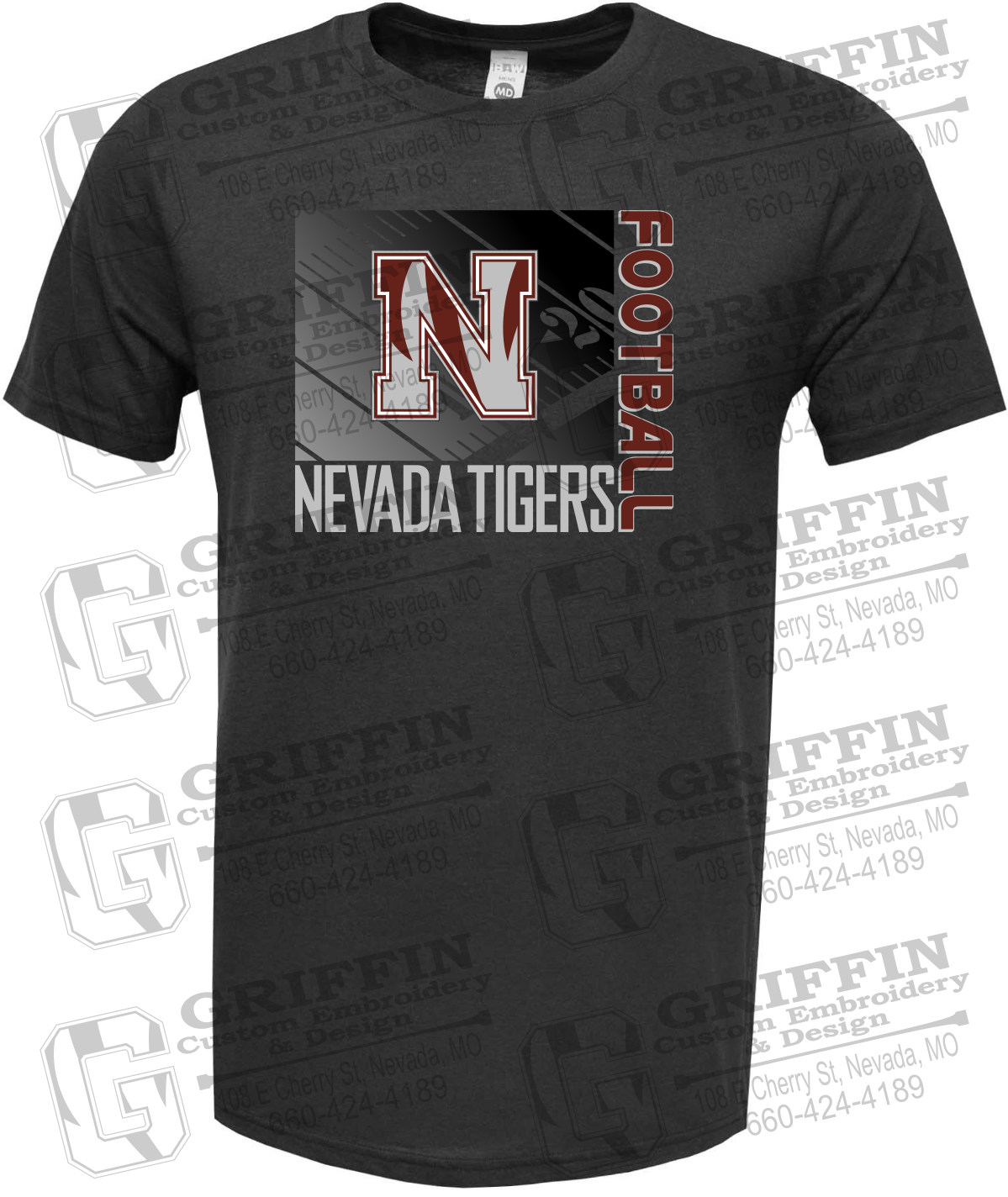 Soft-Tek Short Sleeve T-Shirt - Football - Nevada Tigers 26-Y