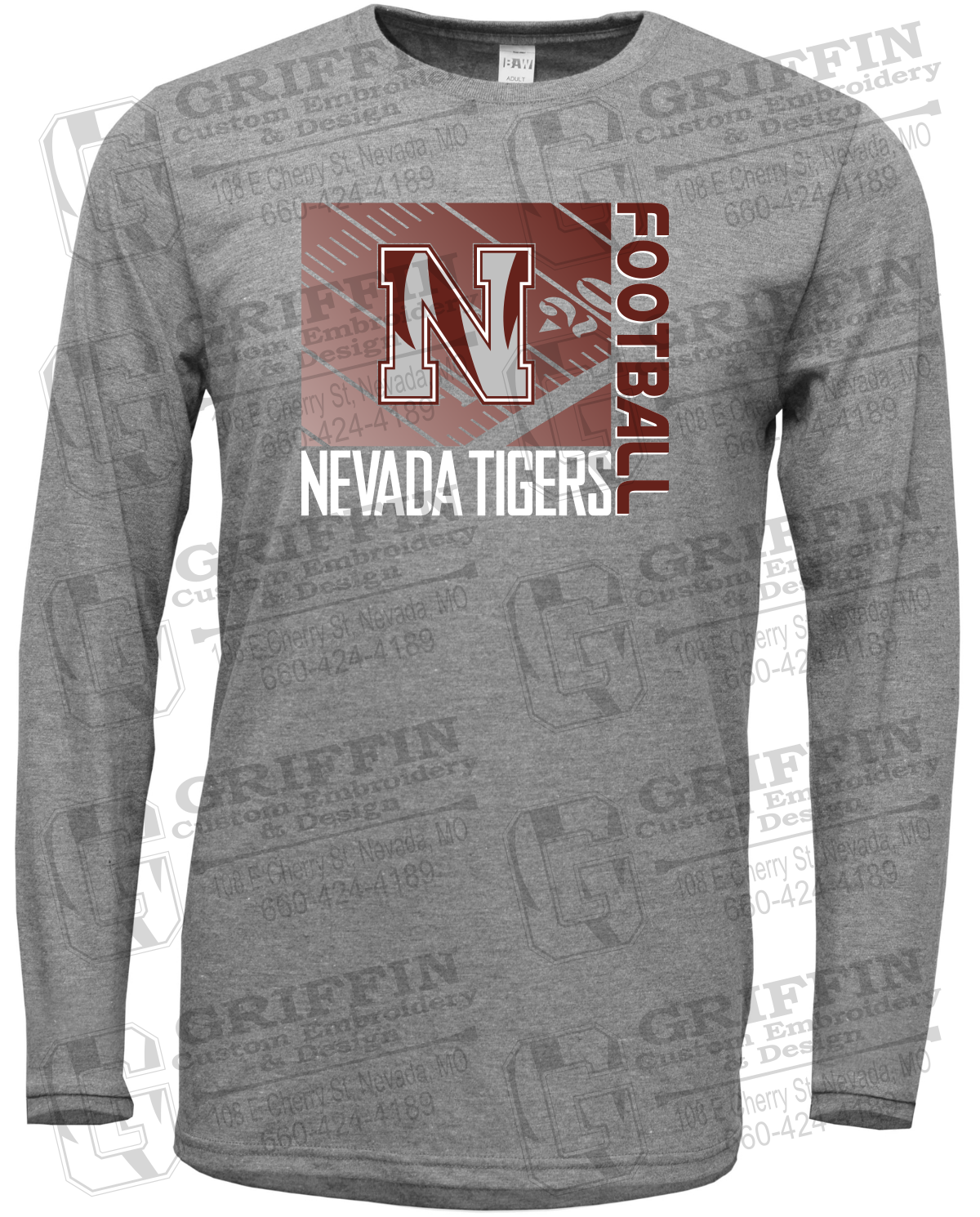 Soft-Tek Long Sleeve T-Shirt - Football - Nevada Tigers 26-Y