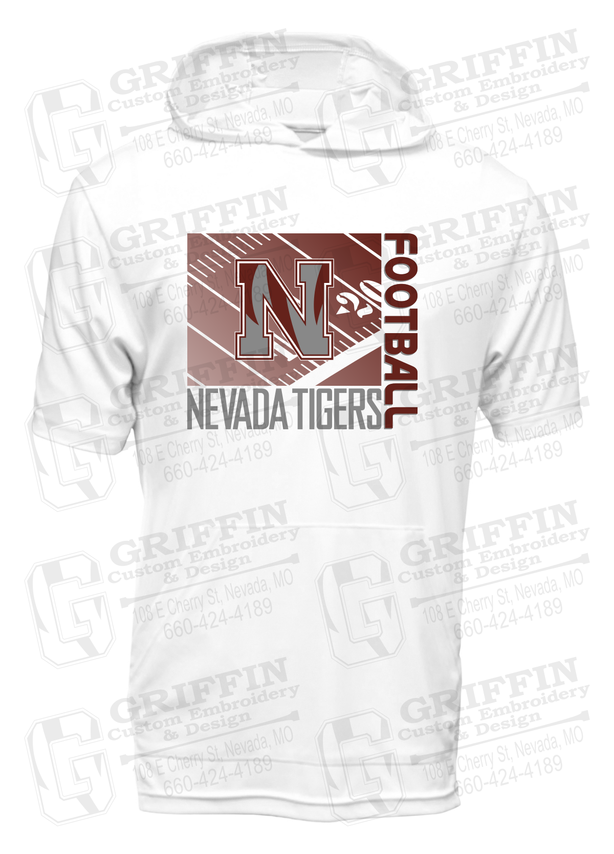Dry-Fit Short Sleeve T-Shirt Hoodie - Football - Nevada Tigers 26-Y