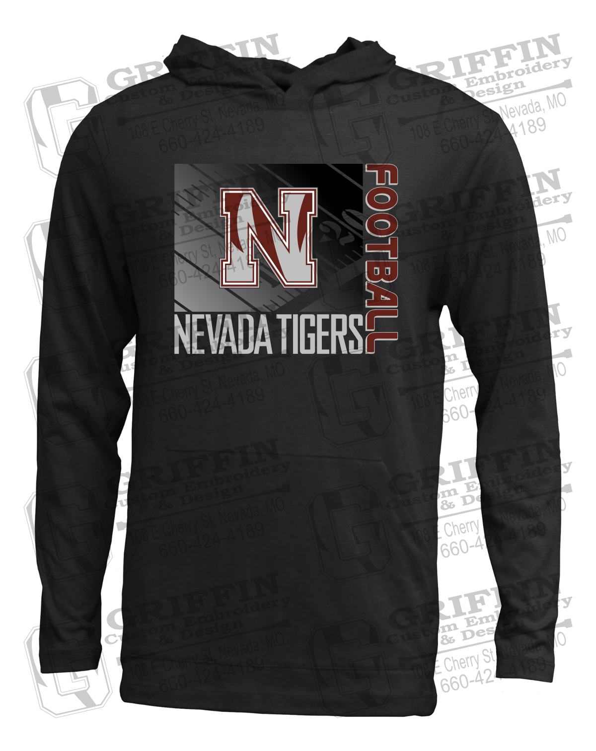 Soft-Tek T-Shirt Hoodie - Football - Nevada Tigers 26-Y
