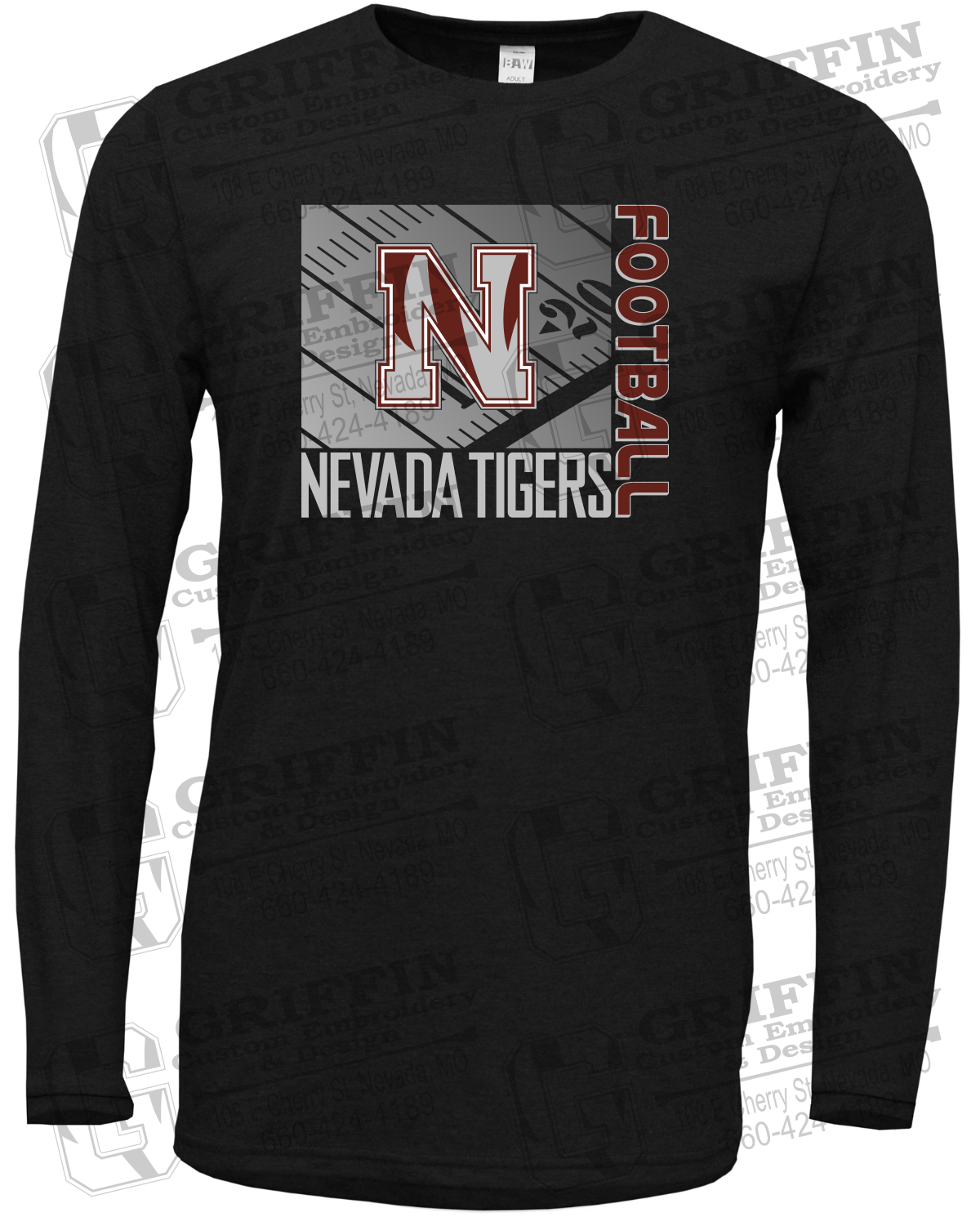 Soft-Tek Long Sleeve T-Shirt - Football - Nevada Tigers 26-Y