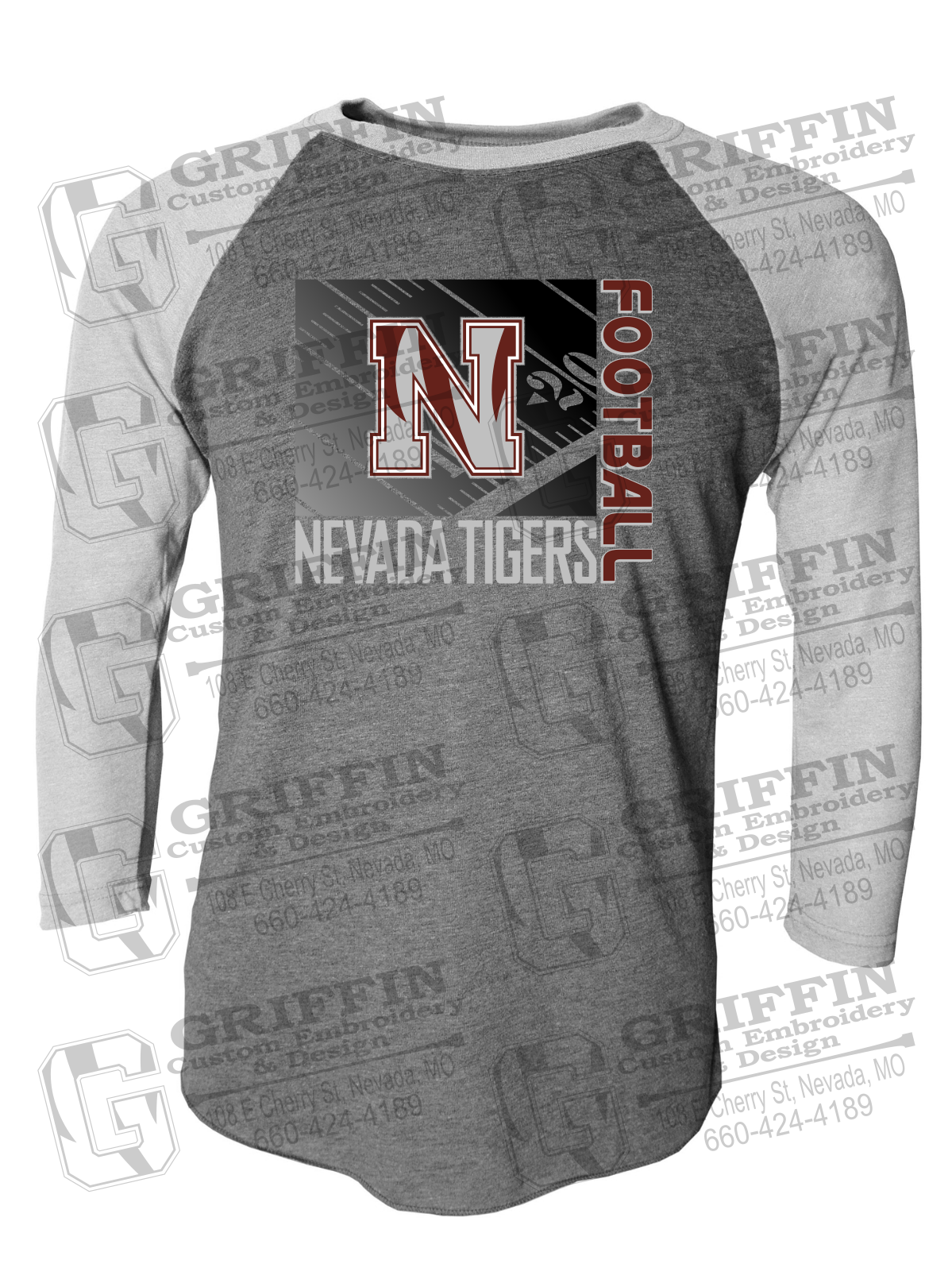Tri-Blend Raglan Sleeve T-Shirt - Football - Nevada Tigers 26-Y