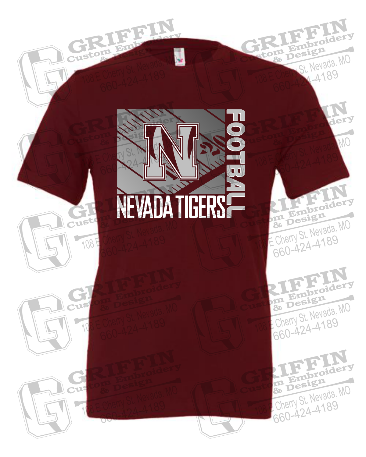 Cotton Short Sleeve T-Shirt - Football - Nevada Tigers 26-Y