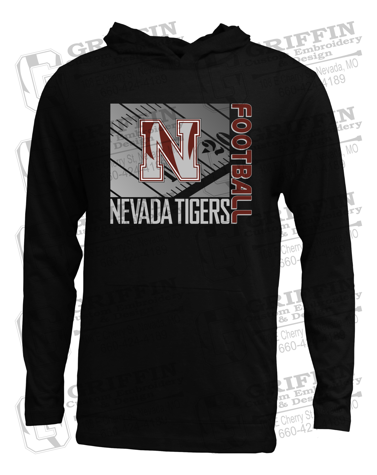 Soft-Tek T-Shirt Hoodie - Football - Nevada Tigers 26-Y