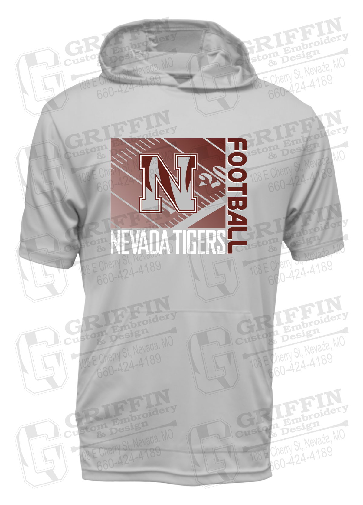 Dry-Fit Short Sleeve T-Shirt Hoodie - Football - Nevada Tigers 26-Y