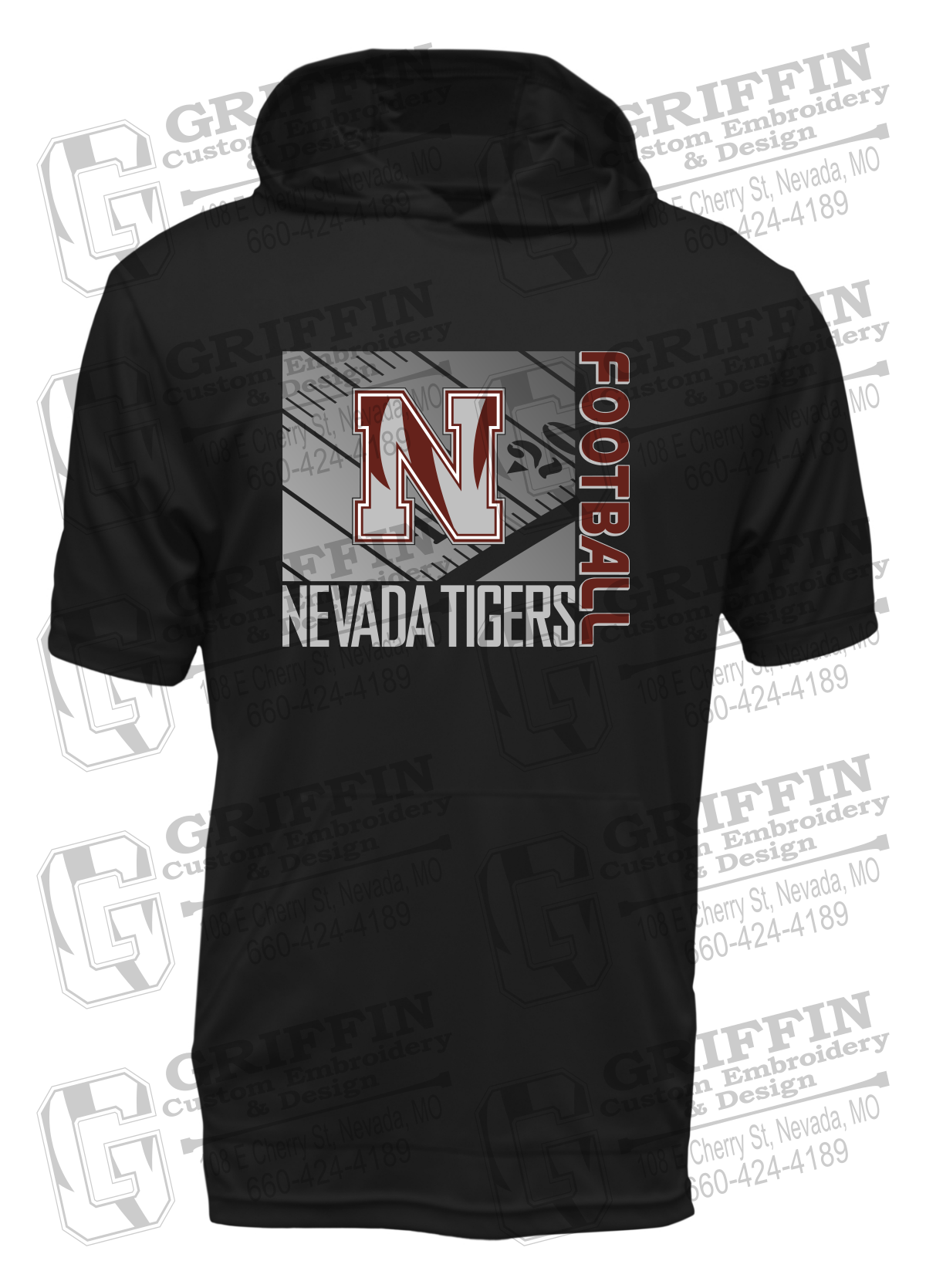 Dry-Fit Short Sleeve T-Shirt Hoodie - Football - Nevada Tigers 26-Y