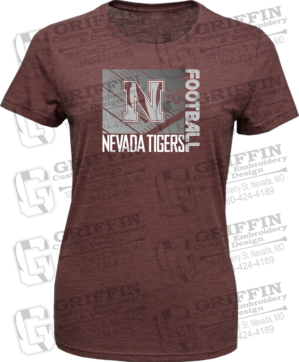 Womens Tri-Blend T-Shirt - Football - Nevada Tigers 26-Y