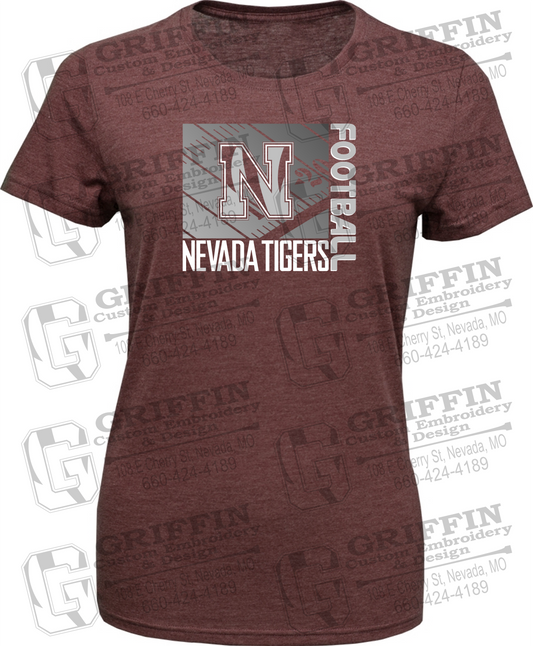 Womens Tri-Blend T-Shirt - Football - Nevada Tigers 26-Y