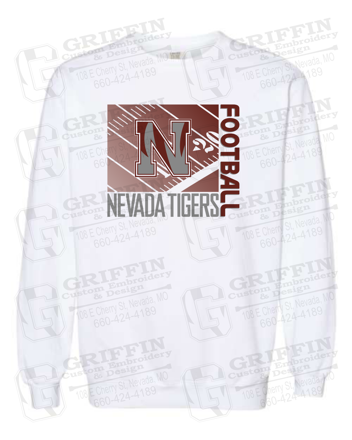 Comfort Colors Crewneck Sweatshirt - Football - Nevada Tigers 26-Y