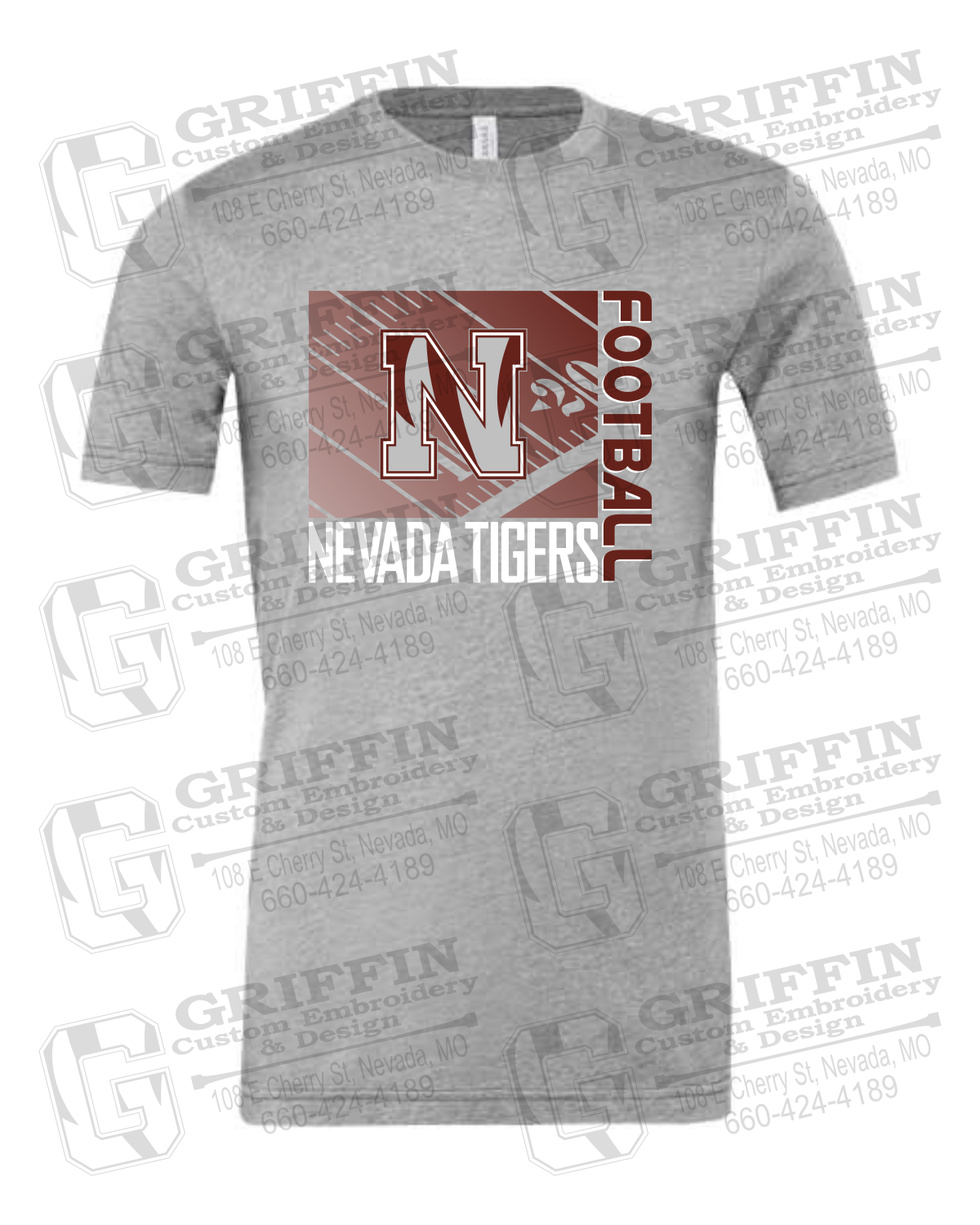 Cotton Short Sleeve T-Shirt - Football - Nevada Tigers 26-Y