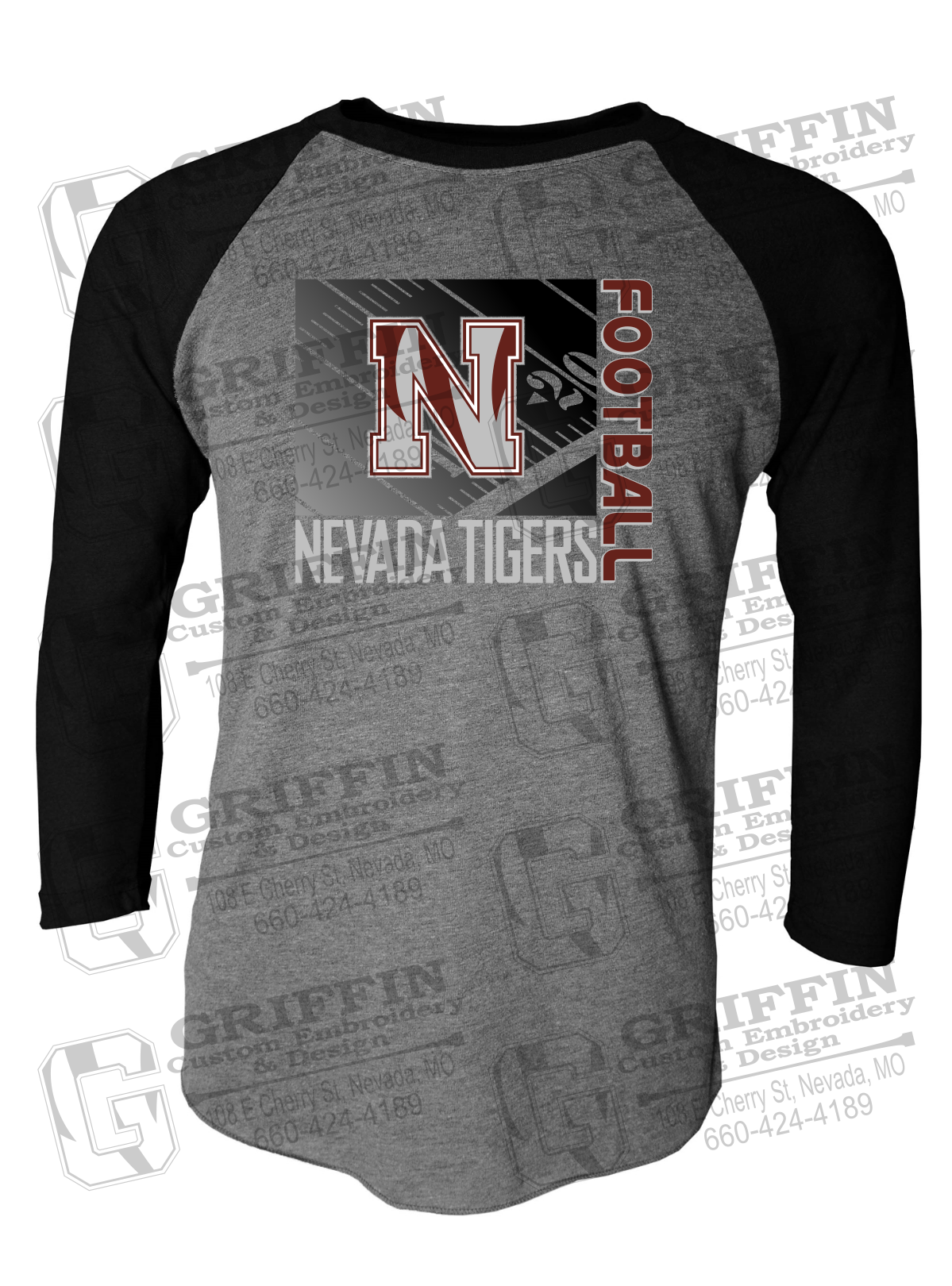 Tri-Blend Raglan Sleeve T-Shirt - Football - Nevada Tigers 26-Y