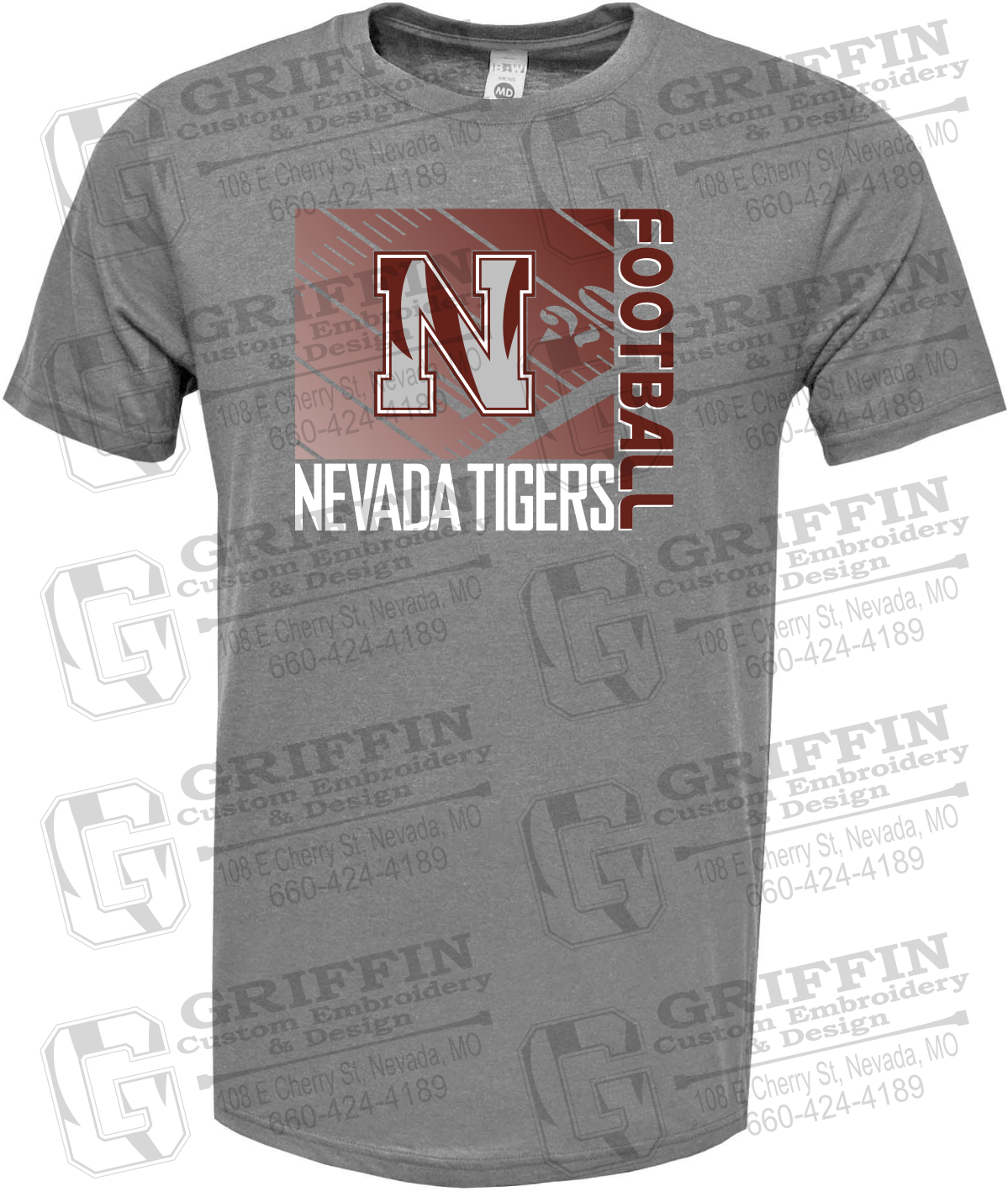 Soft-Tek Short Sleeve T-Shirt - Football - Nevada Tigers 26-Y