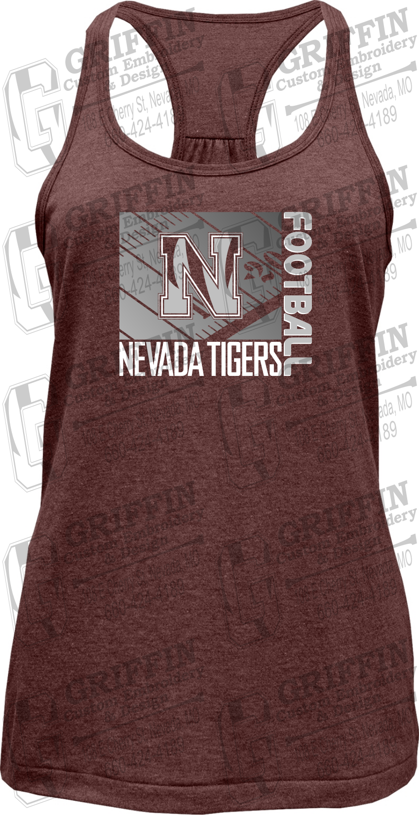 Womens Tri-Blend Tank Top - Football - Nevada Tigers 26-Y