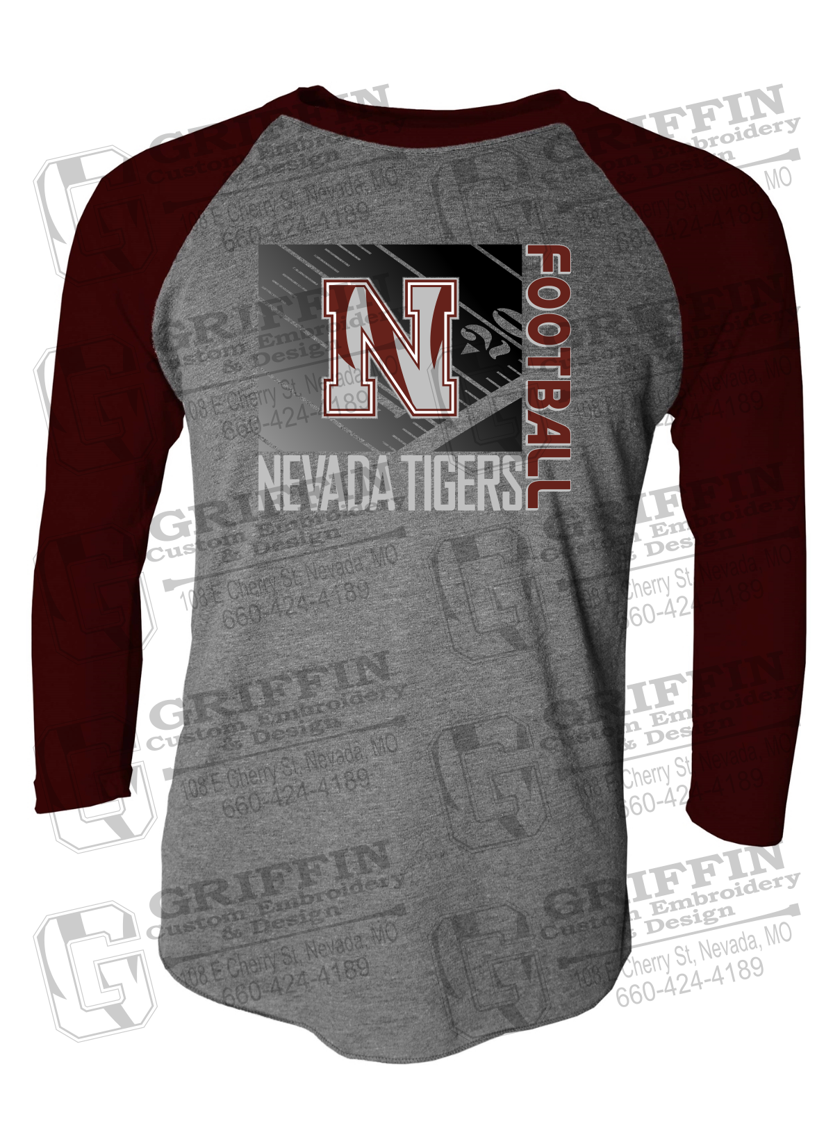 Tri-Blend Raglan Sleeve T-Shirt - Football - Nevada Tigers 26-Y