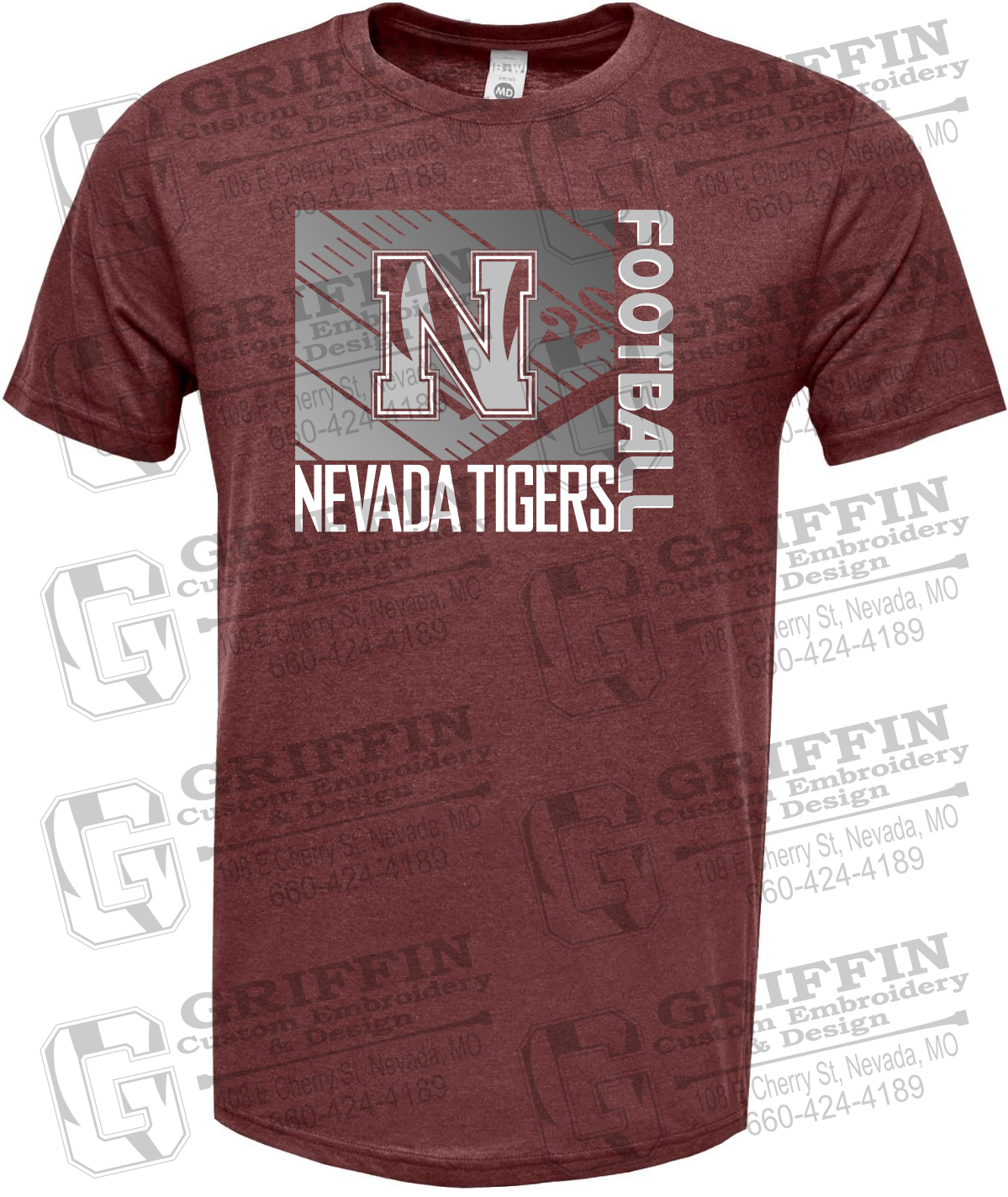 Soft-Tek Short Sleeve T-Shirt - Football - Nevada Tigers 26-Y