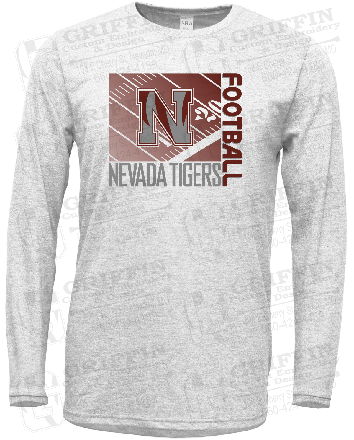 Soft-Tek Long Sleeve T-Shirt - Football - Nevada Tigers 26-Y