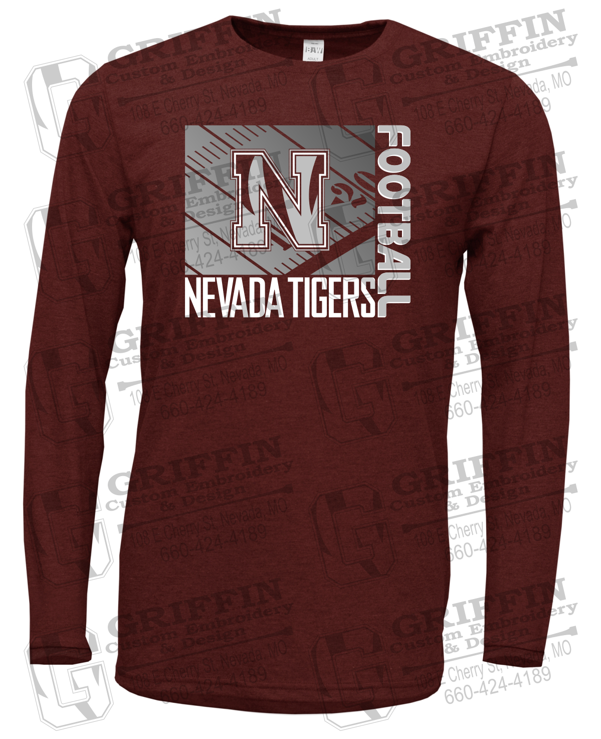 Soft-Tek Long Sleeve T-Shirt - Football - Nevada Tigers 26-Y