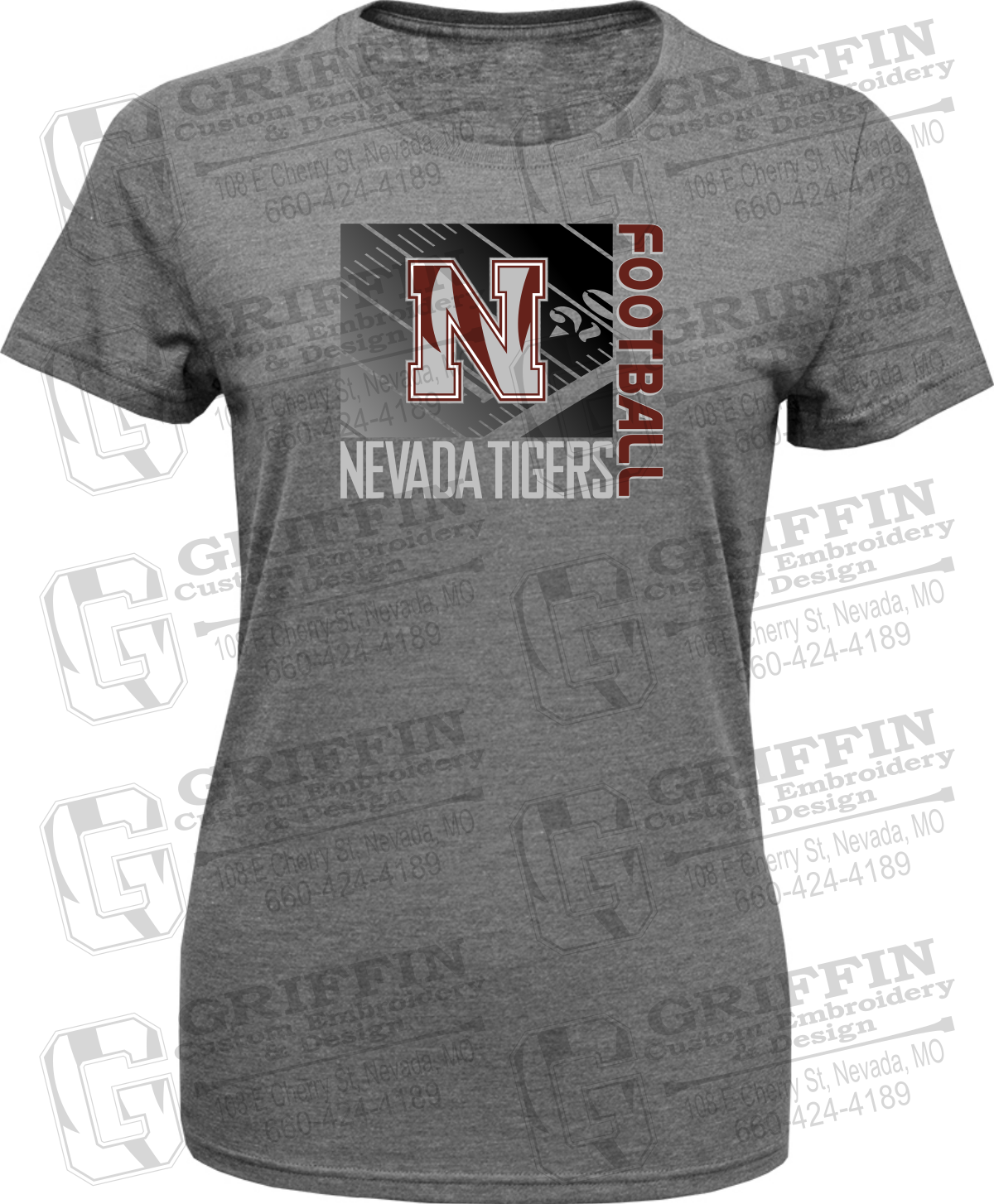 Womens Tri-Blend T-Shirt - Football - Nevada Tigers 26-Y