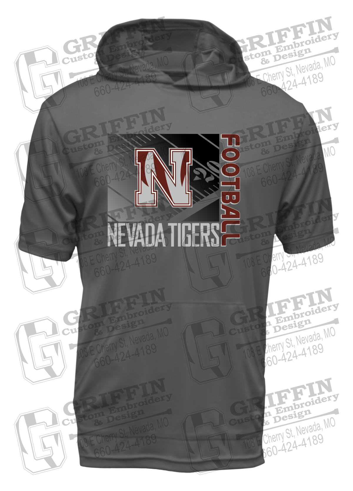 Dry-Fit Short Sleeve T-Shirt Hoodie - Football - Nevada Tigers 26-Y