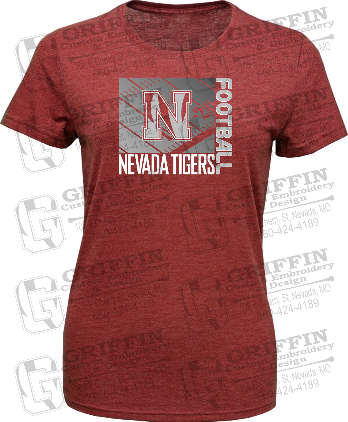 Womens Tri-Blend T-Shirt - Football - Nevada Tigers 26-Y