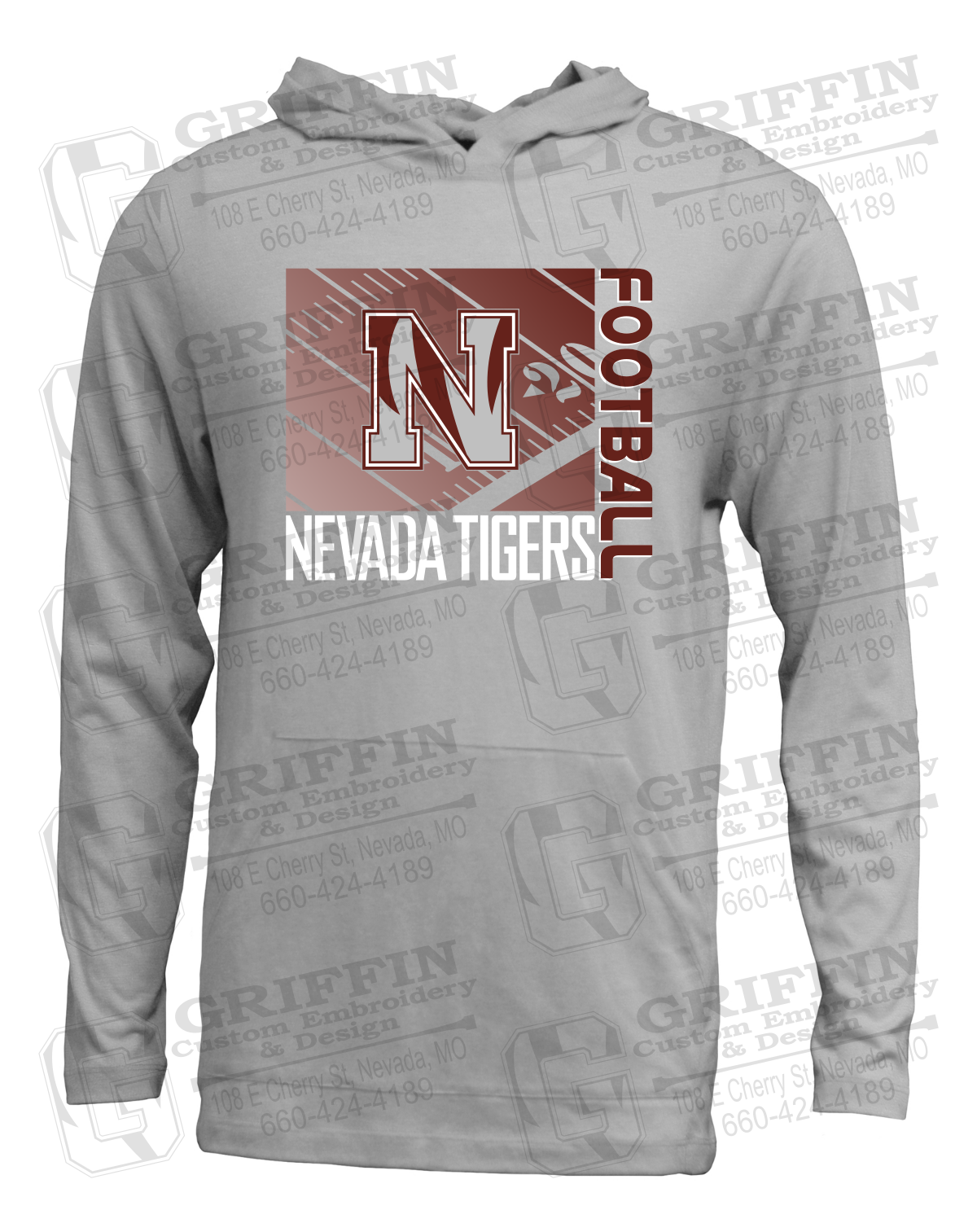 Soft-Tek T-Shirt Hoodie - Football - Nevada Tigers 26-Y