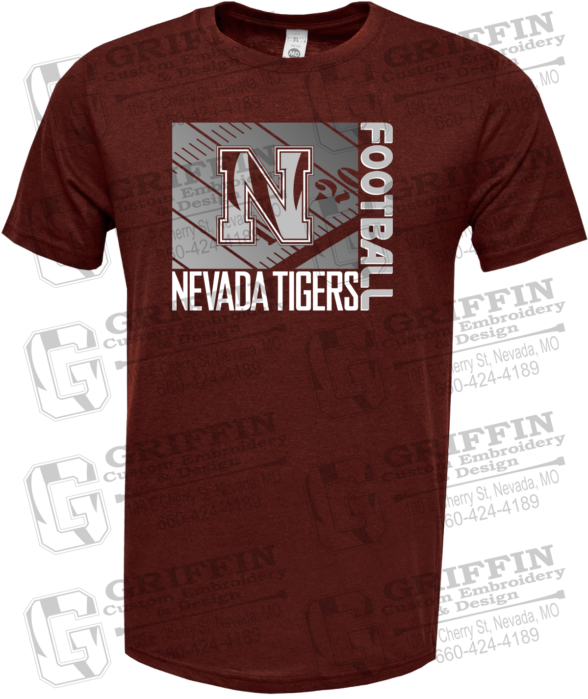 Soft-Tek Short Sleeve T-Shirt - Football - Nevada Tigers 26-Y