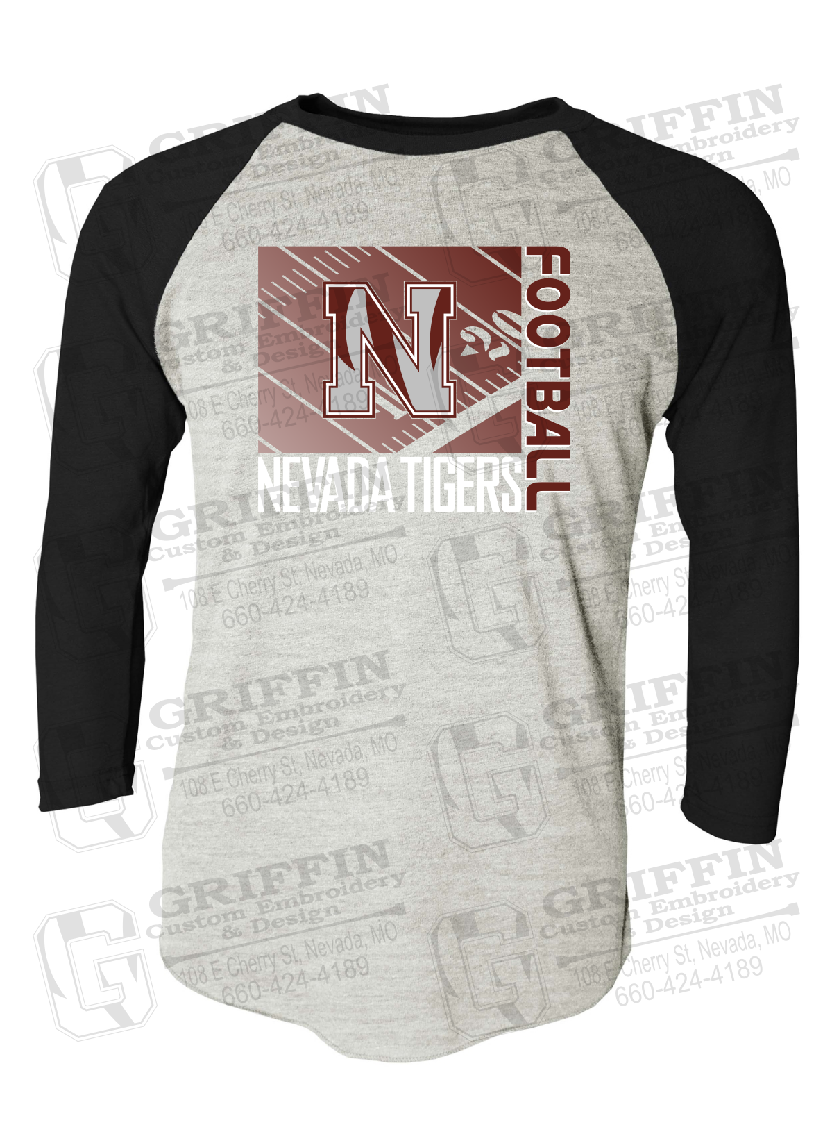 Tri-Blend Raglan Sleeve T-Shirt - Football - Nevada Tigers 26-Y