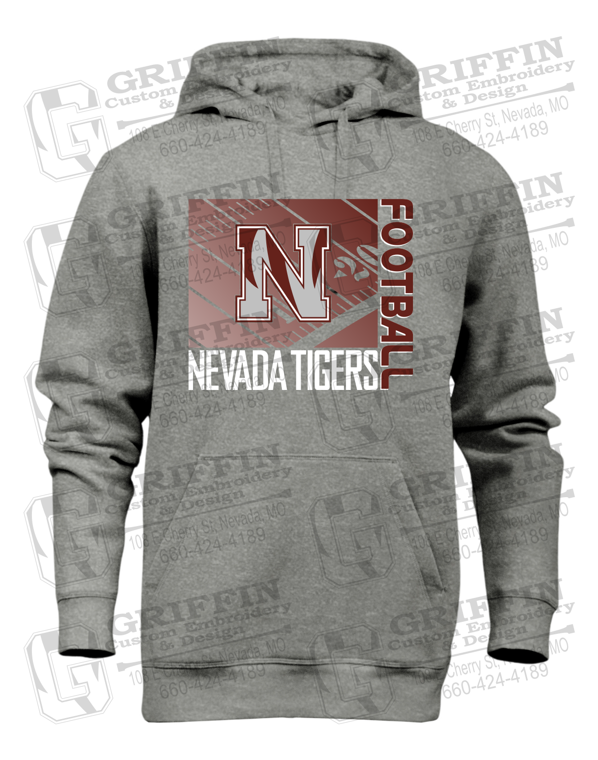 Heavyweight Fleece Hoodie - Football - Nevada Tigers 26-Y