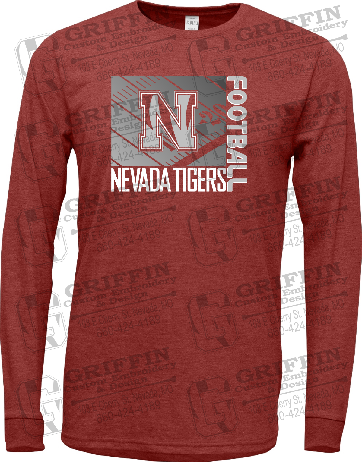 Soft-Tek Long Sleeve T-Shirt - Football - Nevada Tigers 26-Y