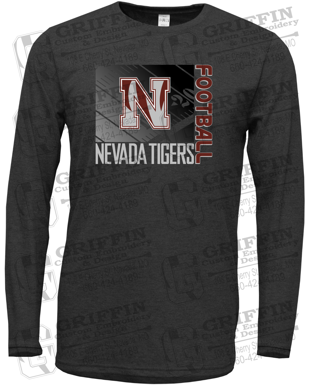 Soft-Tek Long Sleeve T-Shirt - Football - Nevada Tigers 26-Y