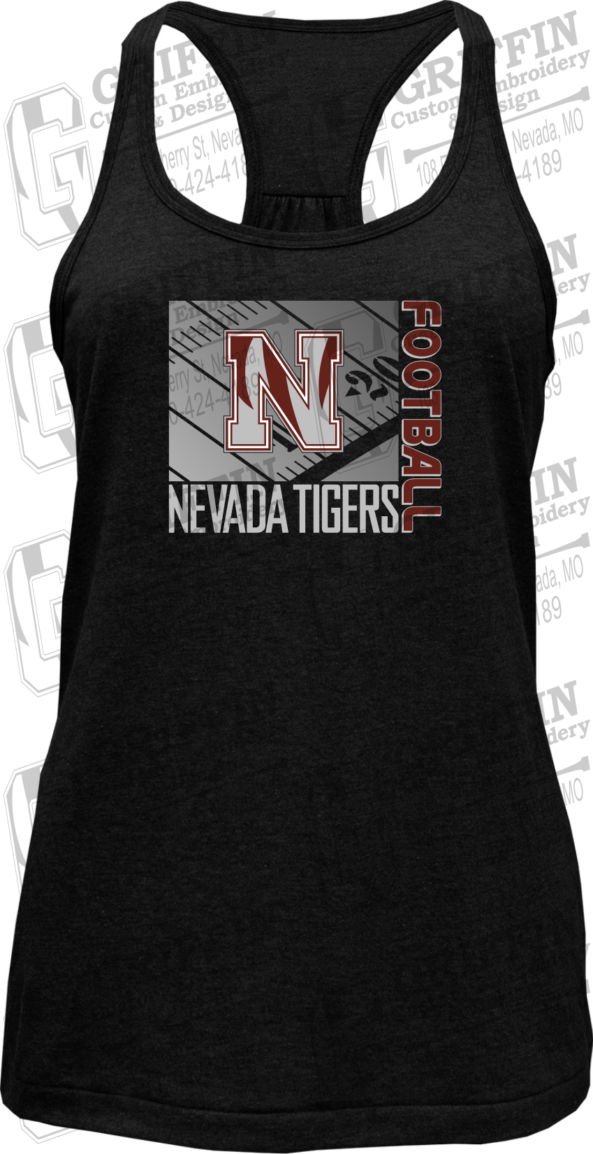 Womens Tri-Blend Tank Top - Football - Nevada Tigers 26-Y