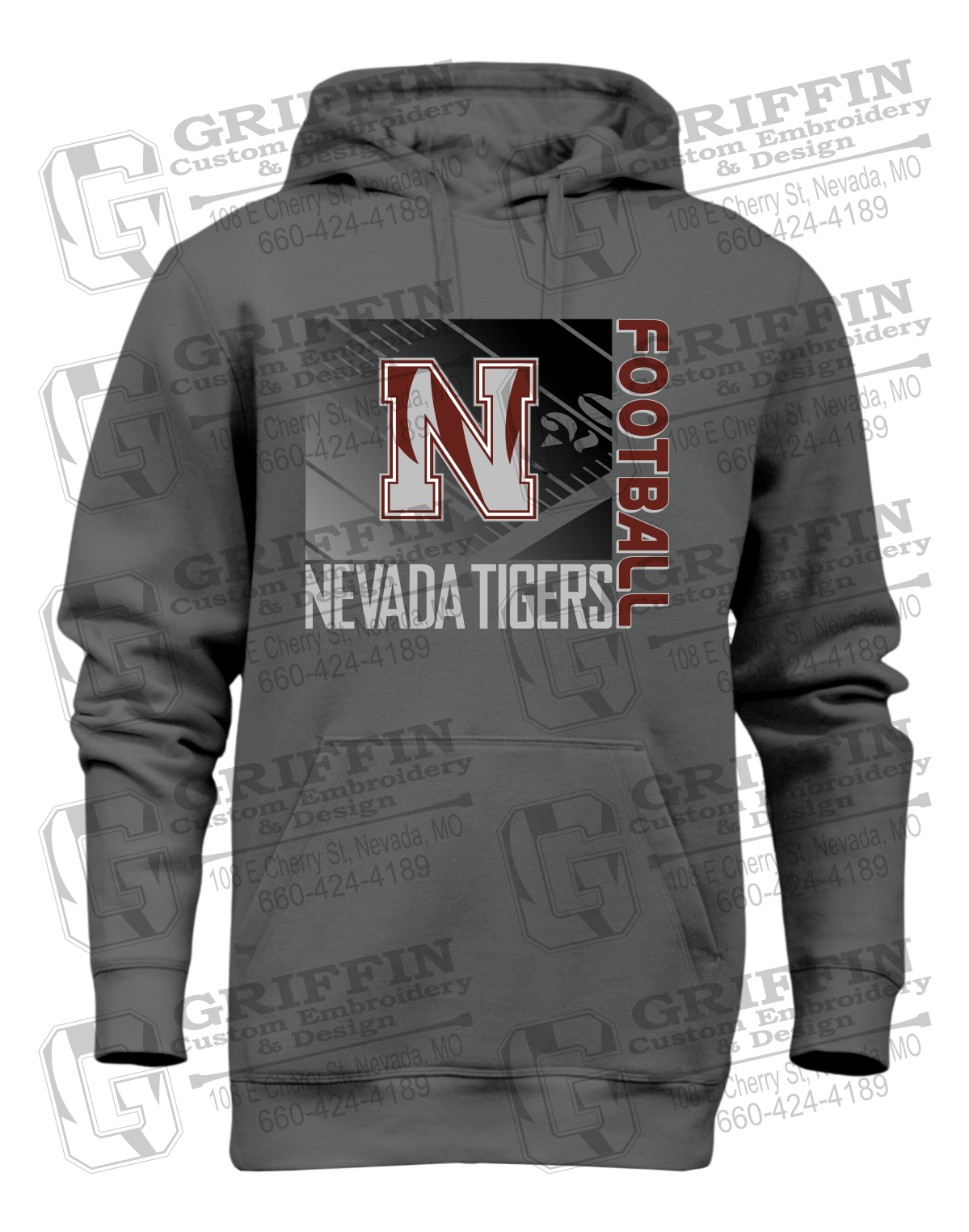 Heavyweight Fleece Hoodie - Football - Nevada Tigers 26-Y