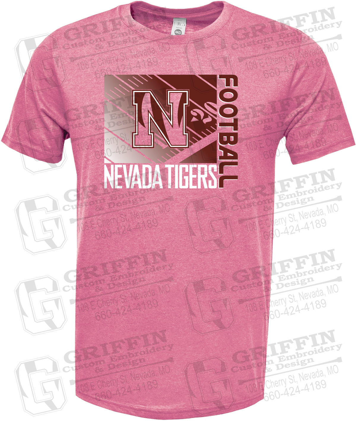 Soft-Tek Short Sleeve T-Shirt - Football - Nevada Tigers 26-Y