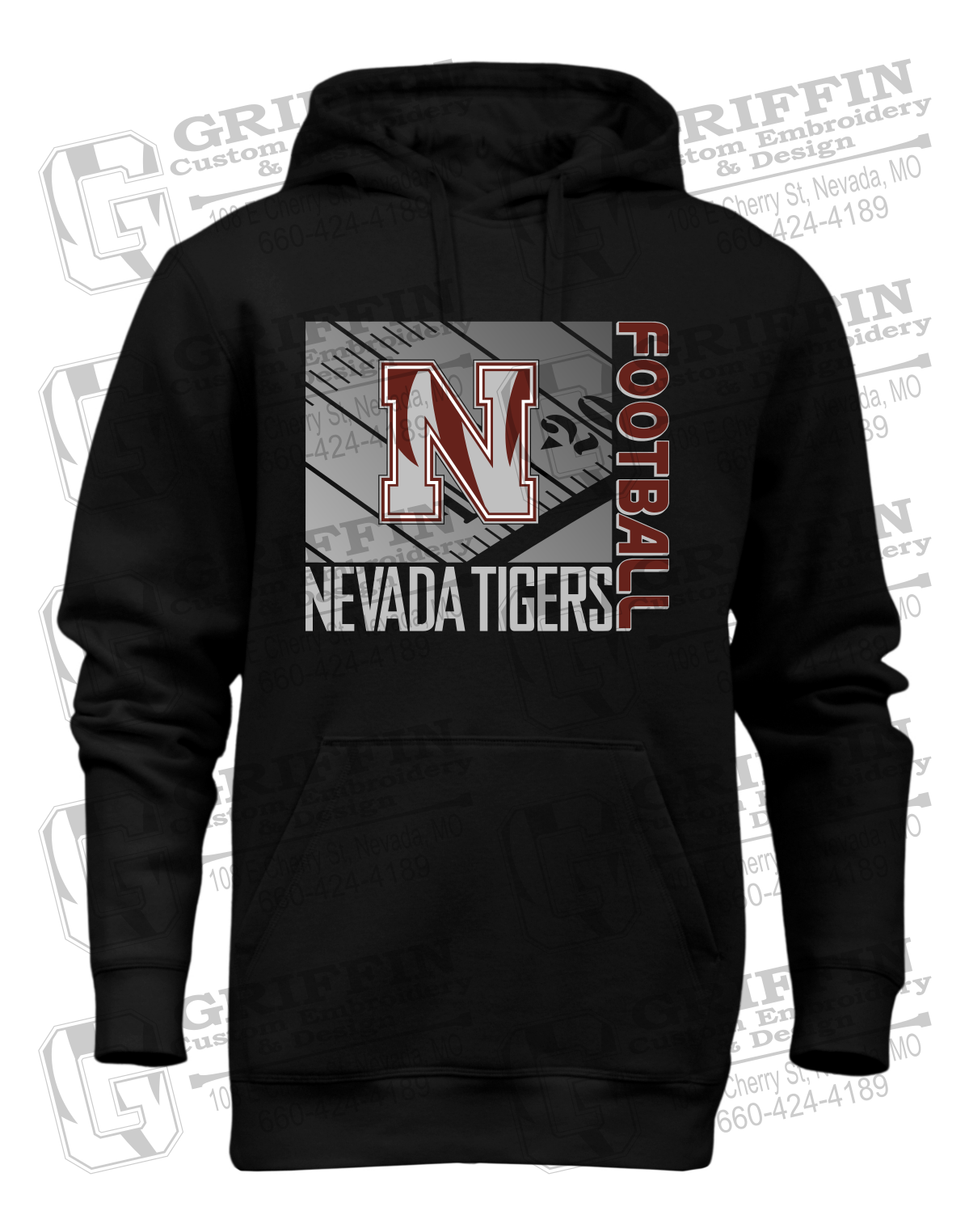 Heavyweight Fleece Hoodie - Football - Nevada Tigers 26-Y