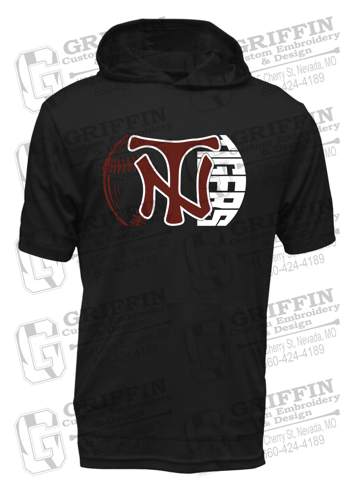 Dry-Fit Short Sleeve T-Shirt Hoodie - Softball - Nevada Tigers 26-Z