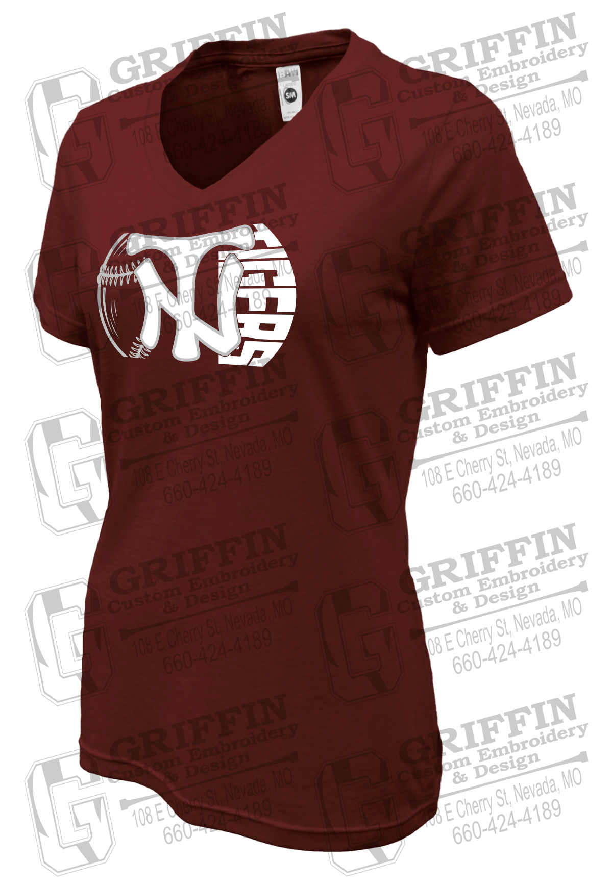 Womens Soft-Tek V-Neck T-Shirt - Softball - Nevada Tigers 26-Z